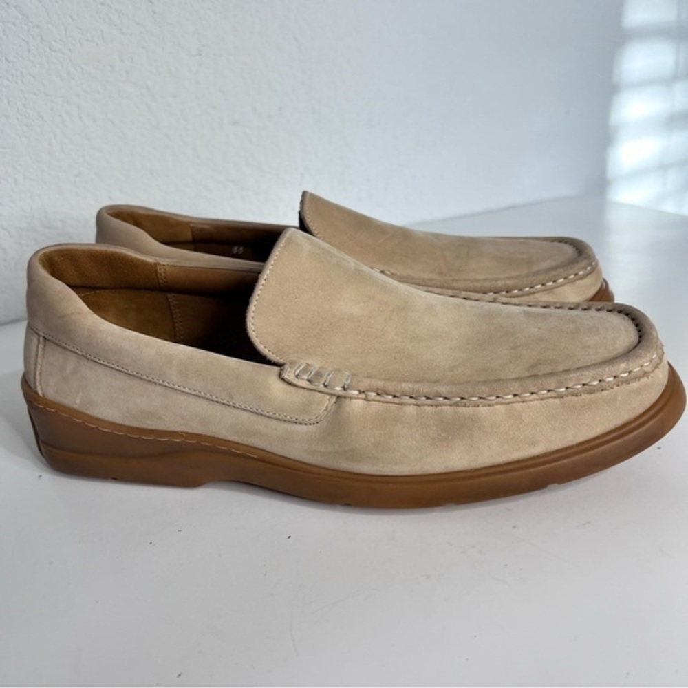 Florsheim Comfortech Beige Tan Suede Leather Slip On Loafers Size 10